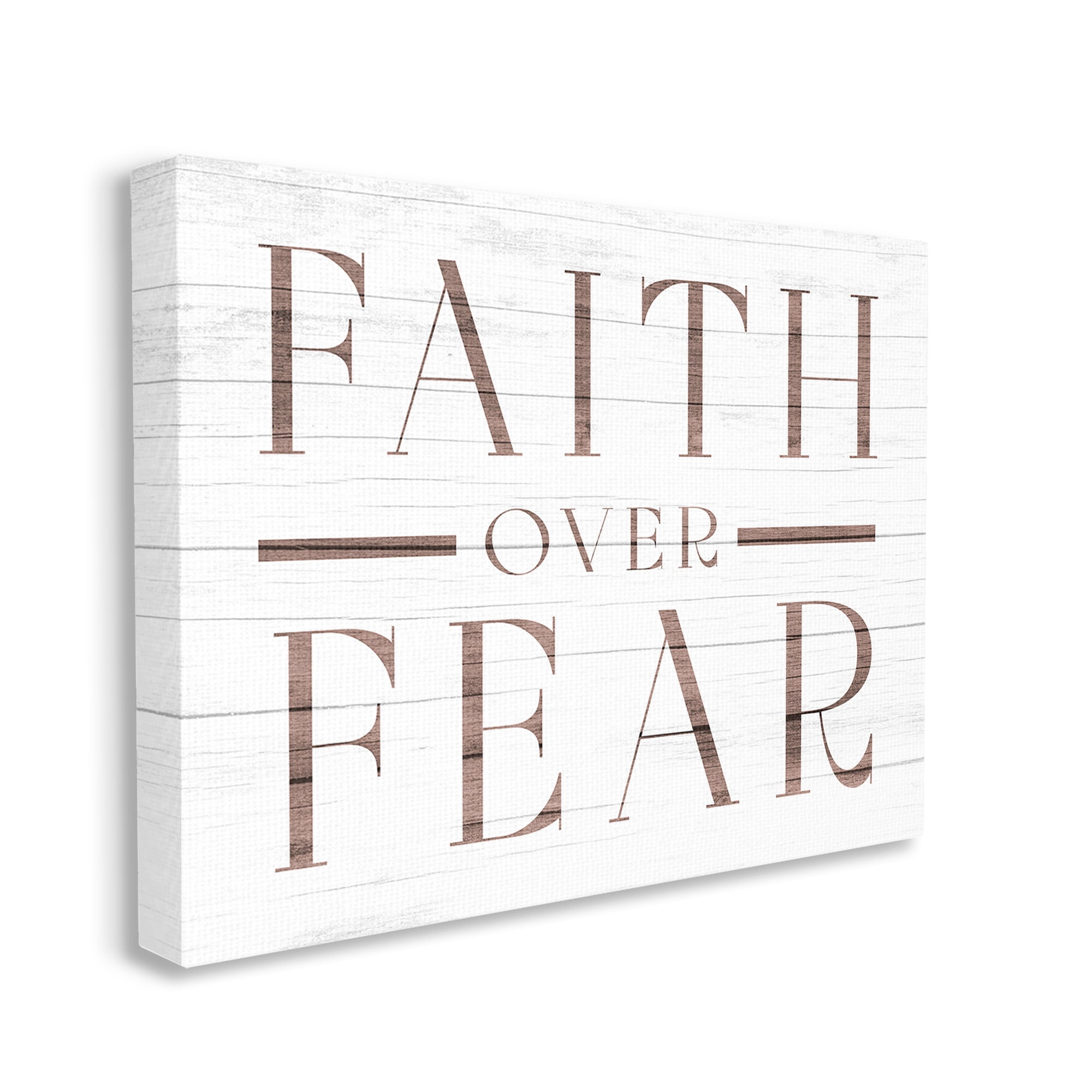Stupell Industries Rustic Faith Over Fear Religious Painting Gallery Wrapped Canvas Art Print Wall Art, 20 x 16