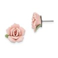 thumbnail image 1 of Silver-tone Pink Porcelain Rose Post Earrings BF1275, 1 of 2