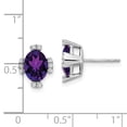thumbnail image 2 of Auriga 14k White Gold Oval-shape Amethyst and Diamond Stud Earrings for Women, 2 of 4