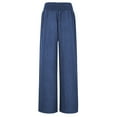 thumbnail image 6 of Travel Outfits Women Airport Women's Solid Color Spring/ summer High Waisted Wide Leg Pants Casual Pants Comfortable Business Casual for Women for Yoga Pant Straight Leg Womens Pant Suits Blue S, 6 of 8