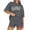 ☪556-Dark Gray, variant on Women's Striped Print Round Neck Short Sleeve Romper Jumpsuit - One-Piece Summer Shorts with Classic Pattern for Easy Vacation Style