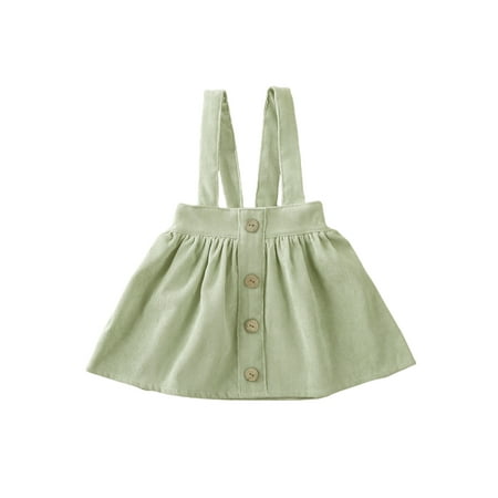 

Toddler Baby Suspender Skirt for Girl Corduroy Ruffled Strap Overall Dress Fall Winter Adjustable Strap Button Skirt 1-6 Years