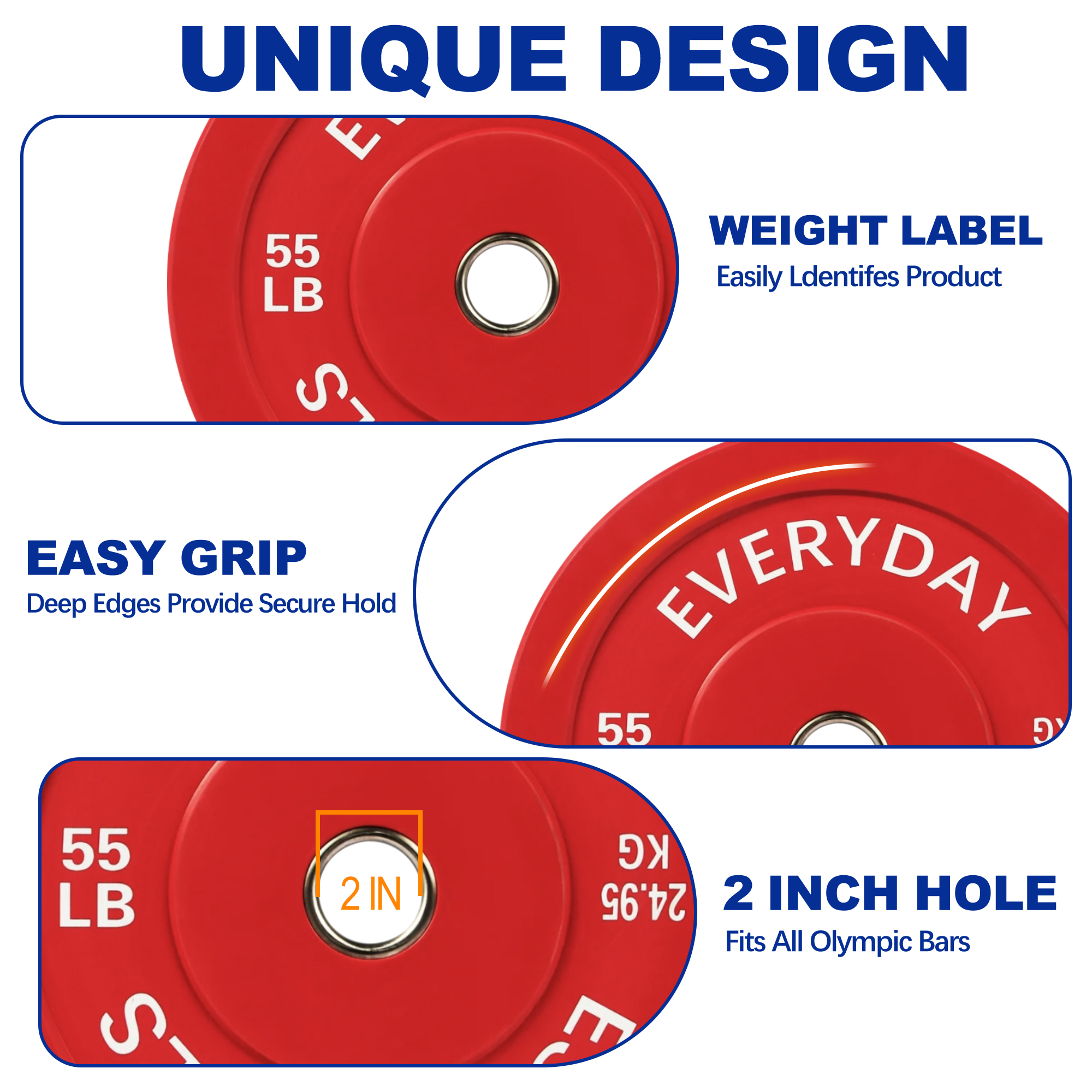 BalanceFrom Olympic Bumper Plate Weight Plate with Steel Hub, Color Coded, 55 lbs Single
