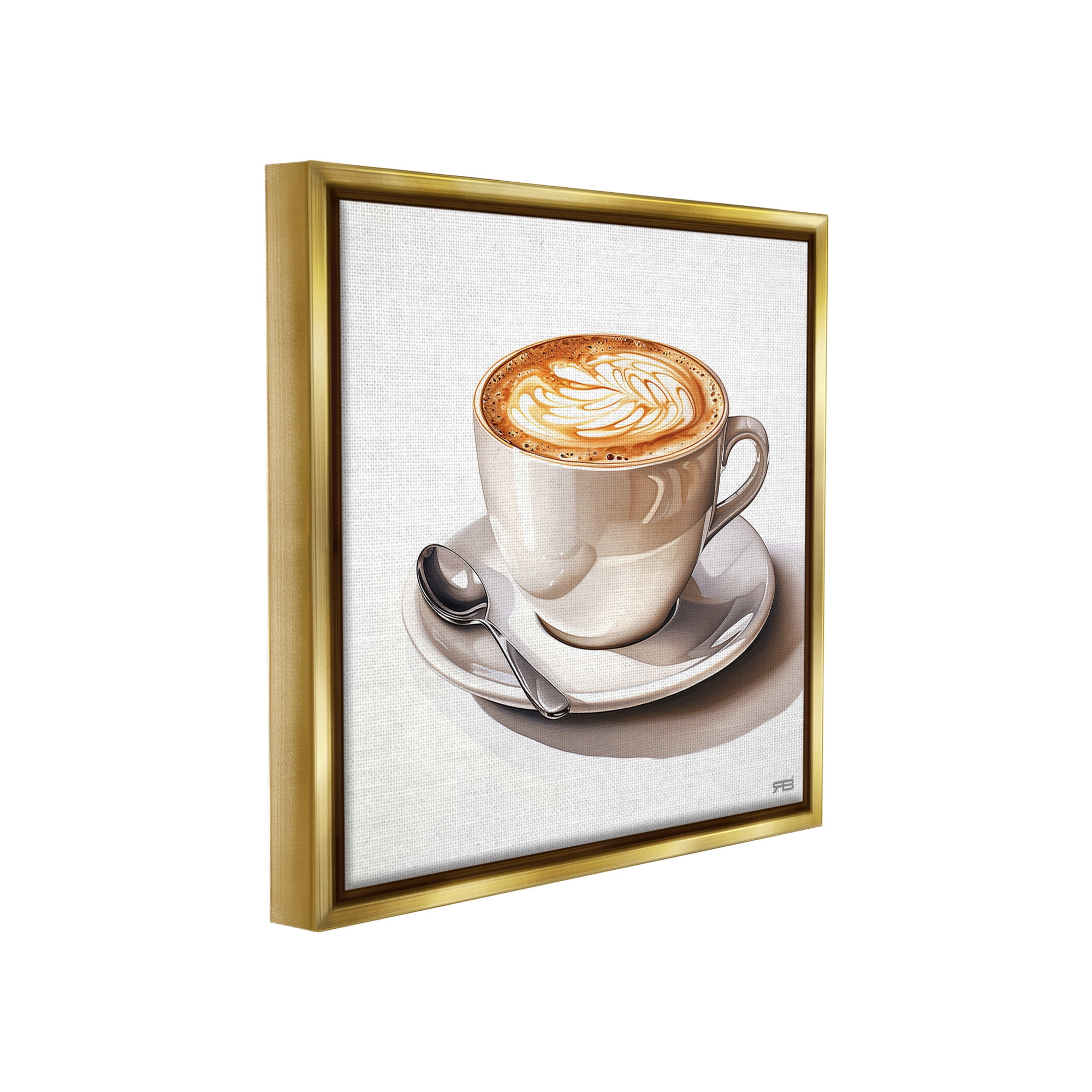 Stupell Industries Chic Modern Cappuccino Food & Beverage Painting Gold Floater Framed Canvas Art Print Wall Art, 25 x 25