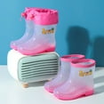 thumbnail image 3 of TOWED22 Kids Rain Boots for Girls Children Shoes Fashion Flat Cartoon Rain Boots Can Be Tied Mouth Cartoon Transparent Outdoor (Pink, 10 Toddler), 3 of 6
