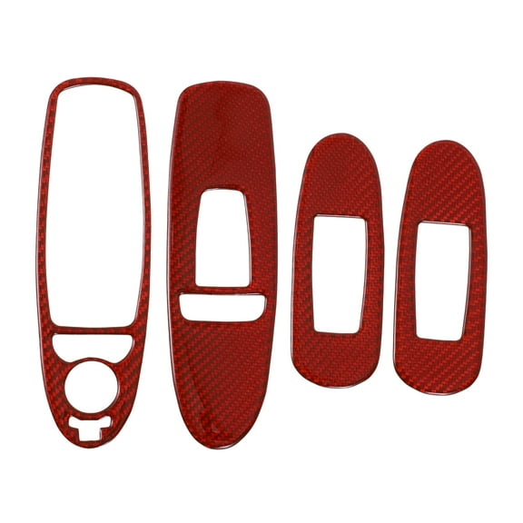 Unique Bargains Window Lift Switch Panel Trim Cover for Infiniti Q50 2014-2024 Front Rear Car Door Window Control Button Interior Accessories Carbon Fiber Red
