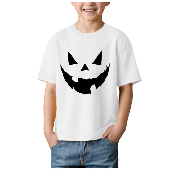 enyan Halloween Shirt Boys Short Sleeve Crew Neck Tshirts Kids Ghost Pumpkin Bowknot Tees Tops Boys Girls Halloween Shirts White,3-4 Years