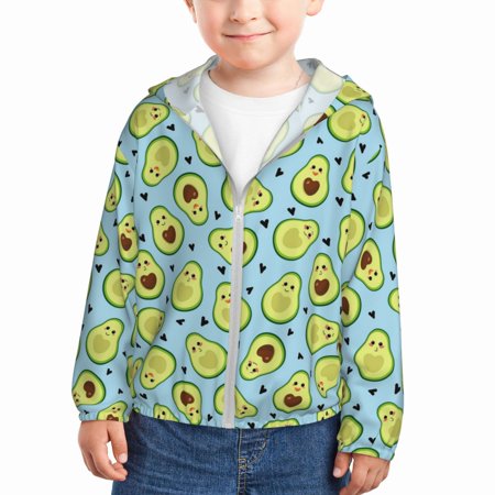 

Vsdgher Avocado and Hearts Kids Sun Protection Hoodie with Zip Rash Guard Tops Children s Long Sleeve Sun Protection Clothing - 3 Years
