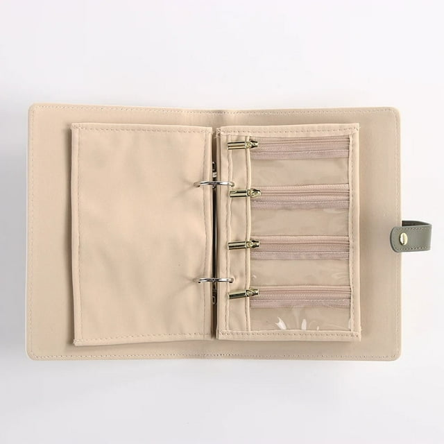 Tumotour Leather Portable Jewelry Storage Book Foldable Travel Jewelry Storage Box Jewelry Storage Bag Booklet Loose Leaf With Transparent Zipper Velvet Bag
