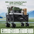 thumbnail image 3 of GVDV Collapsible Folding Wagon, 550LBS Large Heavy Duty Utility Cart with All-Terrain Wheels and Adjustable Handles for Shopping, Camping, Sports, Outdoor, Beach, Black, 3 of 9