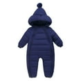 thumbnail image 4 of Winter Infant Baby Boys Girls Snowsuit Romper Pompom Hooded Outwear Zipped One Piece Toddler Jumpsuit down Coat Bodysuit 0-18M, 4 of 6