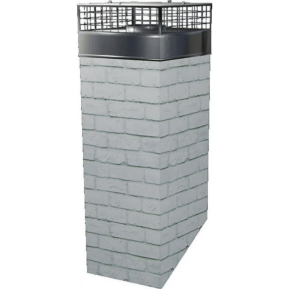 18" x 18" x 48" Faux Chimney Housing Surround KIT Printed Aluminum Panels, Stainless Steel Flashing, Cap and Screws WB1