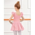 thumbnail image 3 of Arshiner Girls Ruffle Sleeve Ballet Dance Dress Tutu Skirted Leotard | with Two Layers Sequins Asymmetrical Tulle Skirt, Soft High Stretchy Fabric, 3 of 5