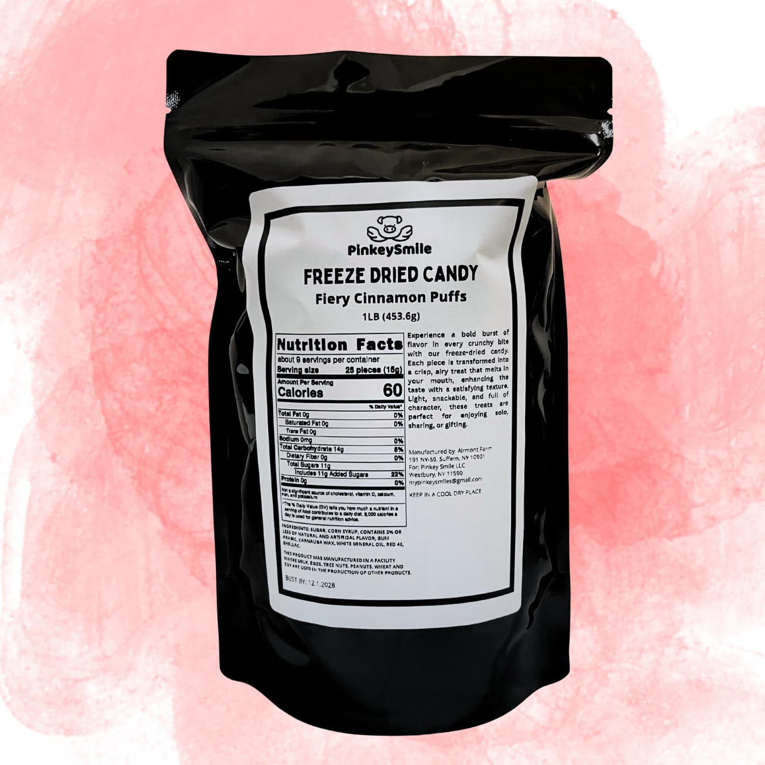 Freeze-Dried Candy Fiery Cinnamon Puffs 1LB Candy - Cinnamon Flavored Candy - Deliciously Crunchy, Intense Flavor, Lightweight Snack - Resealable Bag - Ships in Box