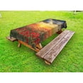 thumbnail image 1 of Flower Outdoor Tablecloth, Poppy Field Sunset Sky Evening View Golden Sun Rays Dark Clouds Graphic Art Print, Decorative Washable Fabric Picnic Table Cloth, 58 X 84 Inches,Multicolor, by Ambesonne, 1 of 2
