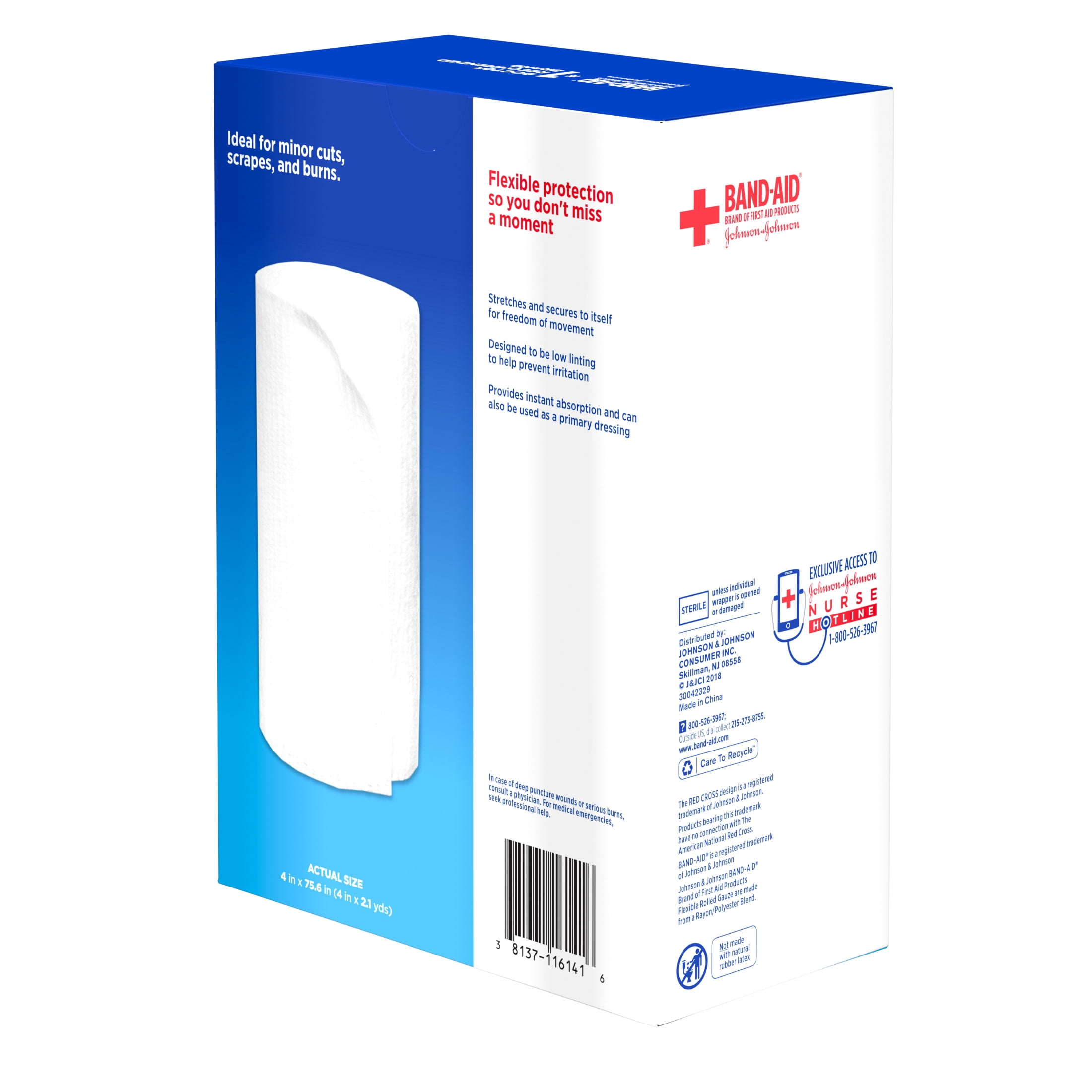 (2 pack) BAND-AID Brand Flexible Rolled Medical Gauze, 4 in x 2.1 yd, 5 Count