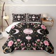 thumbnail image 2 of Homewish Bohemian Moon Phase Twin Quilt Set, Pink Flower Blossom Twin Coverlet Set, 2pcs 1 Bedspread and 1 Pillowcase, 2 of 7