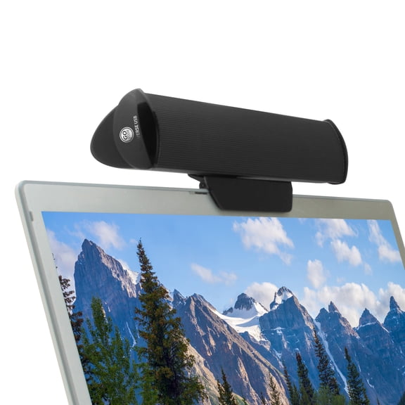 USB Laptop Speaker Clip-On Soundbar by GOgroove - SonaVERSE USB (Black) Portable Compact Travel Stereo Speaker Bar Design Uses Single USB Cord for Audio Input & Power - Includes Clip & Desk Stand