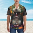 thumbnail image 2 of Pofeuu Colorful Flower Meditating Hamster Print Hawaiian Shirt for Men Sleeves Casual Button Down Summer Beach Dress Shirts T-Shirts,Medium, 2 of 7