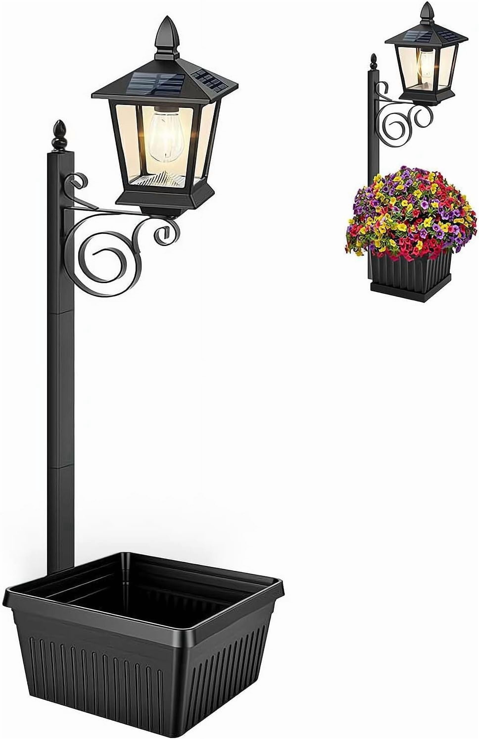 Solar Planter Post Light 2-in-1 Outdoor Wall or Floor Mount Lamp