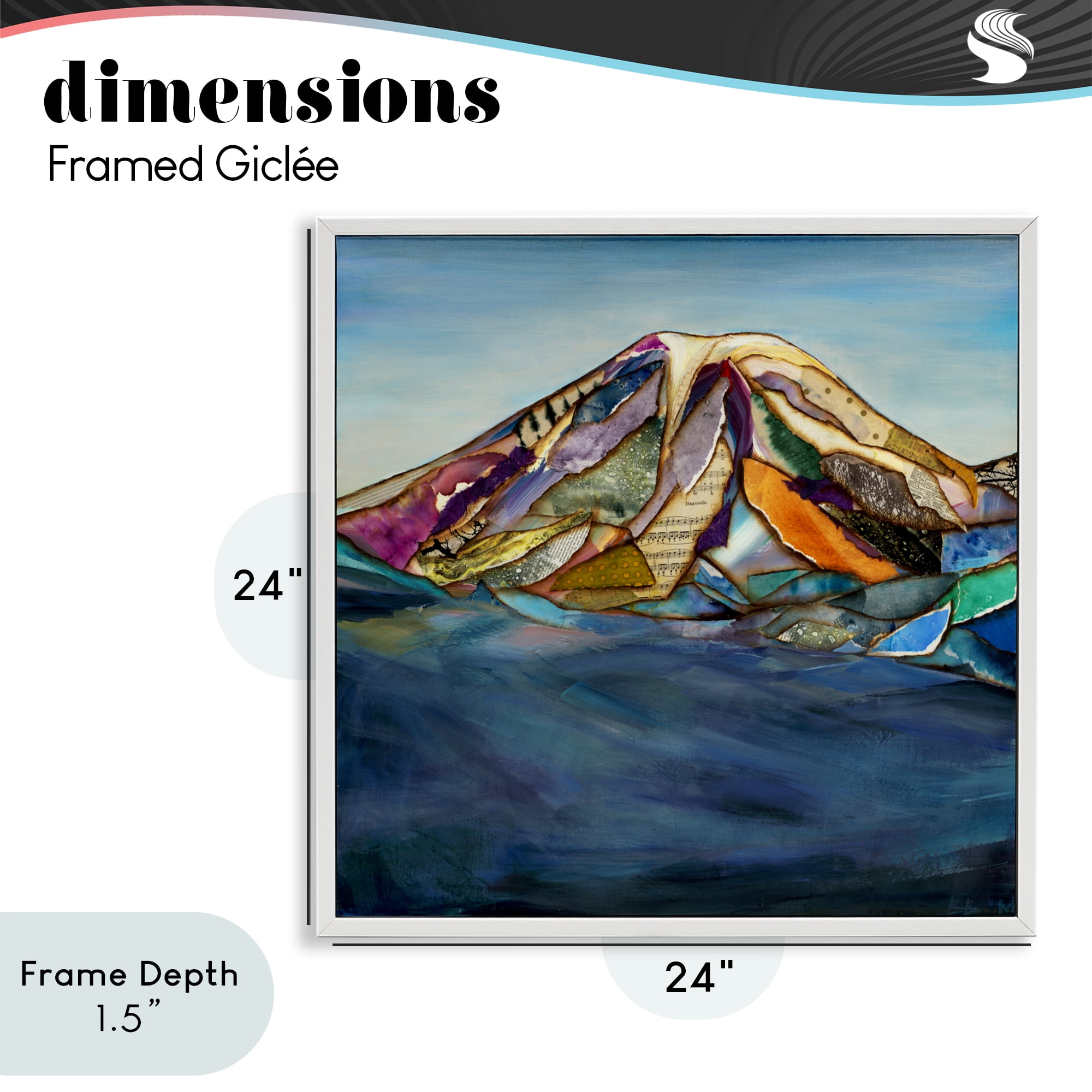 Stupell Industries Collaged Layers Mountain White Framed Giclee Art, design by Van Horne-Borcherding