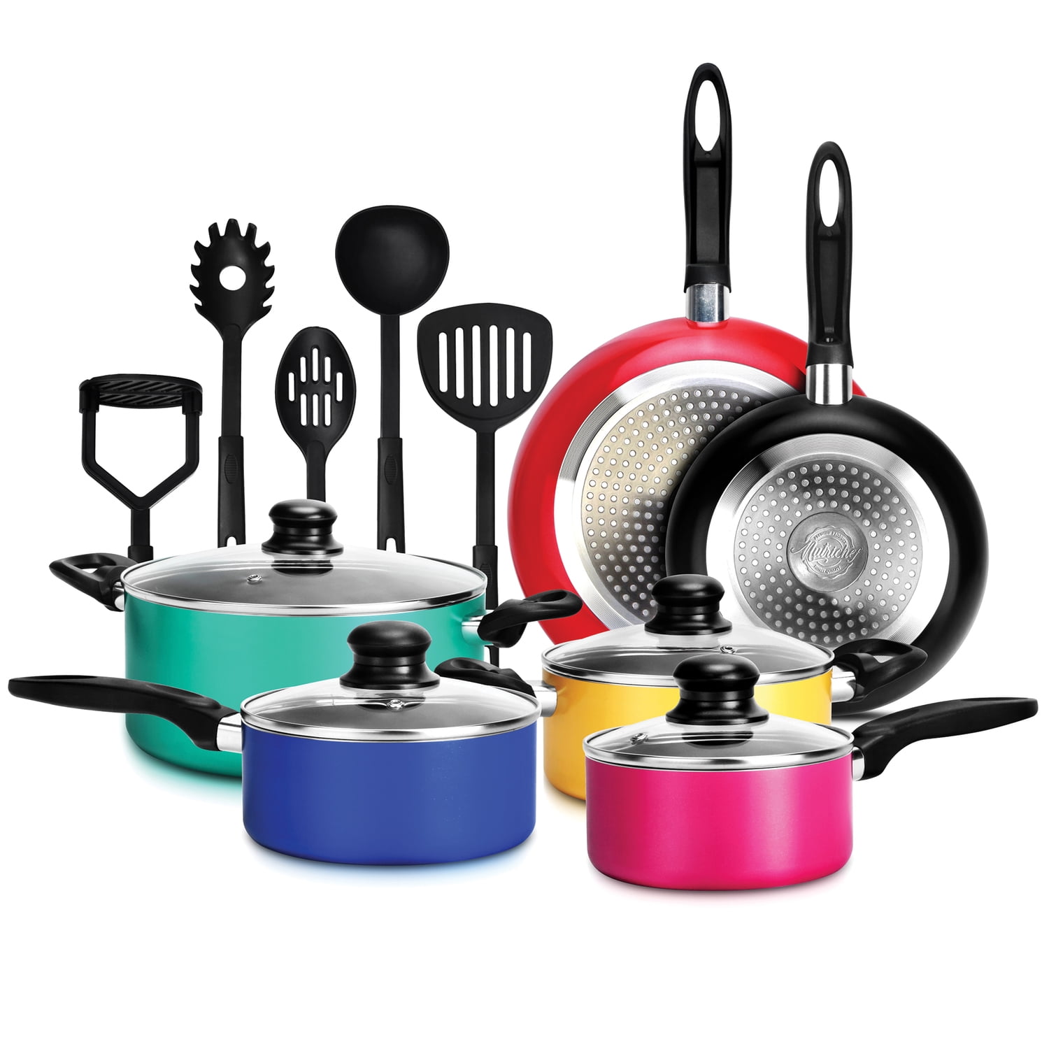 NutriChef 20 Piece Kitchenware Pots & Pans Non Stick Cookware Set