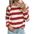 thumbnail image 1 of Blusa informal de manga larga con estampado de tiras y cuello redondo a la moda para mujer Fridja  FKASFK2948, 1 of 8