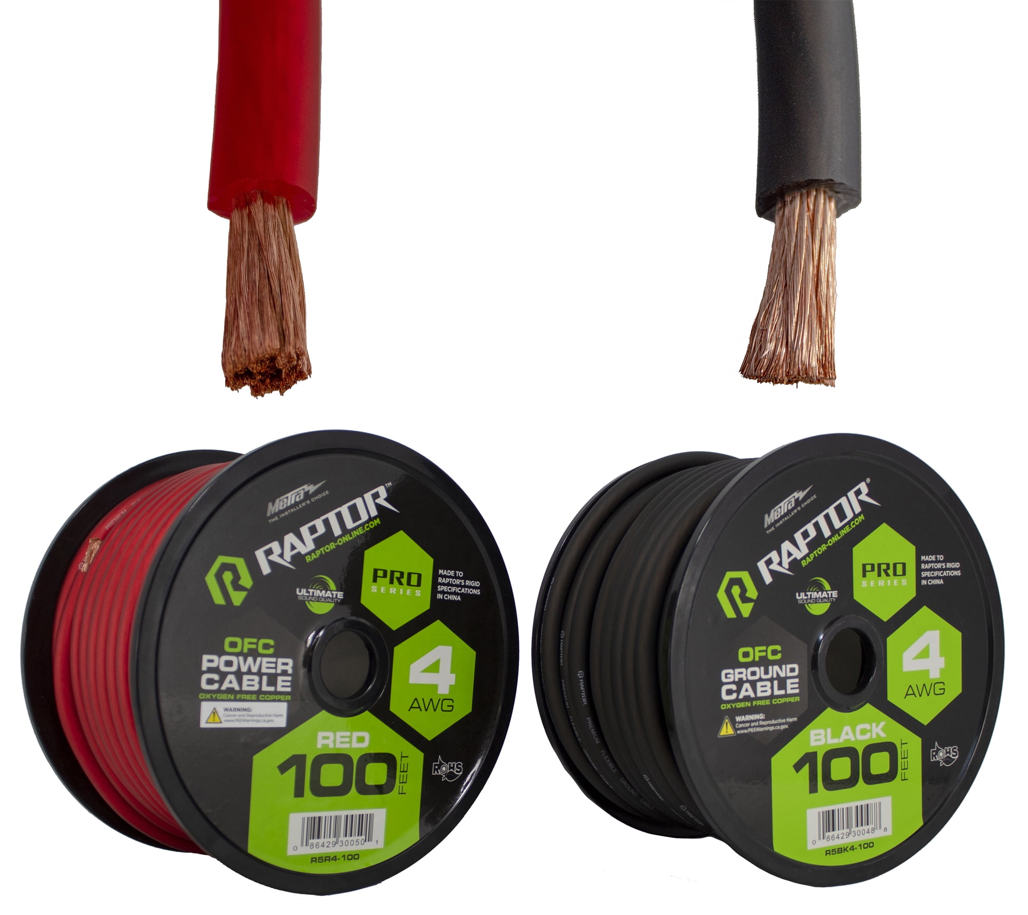 100FT BK + 100FT Red 4 Gauge OFC Copper Ground Cable Wire Battery