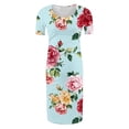 thumbnail image 4 of breaise Floral Side Ruch Maternity Dress Summer Crew Neck Bodycon Mini Dress 2025 Short Sleeve Baby Shower Dress Casual Lounge Pregnancy Dress Daily Wear, 4 of 6