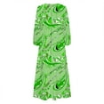 thumbnail image 3 of Aayomet Plus Size Summer Dresses Womens Casual V Neck Long Sleeve Floral Print Button Up Midi Dress,Green S, 3 of 4