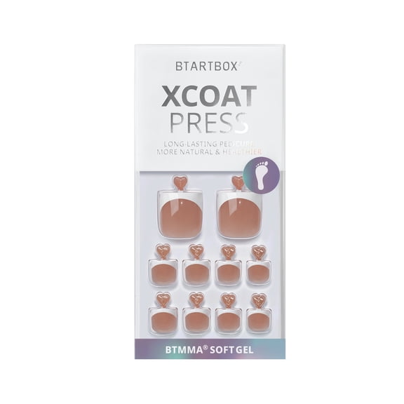 BTArtbox Press On Toenails - Exude Elegance, Sharp Square, Lamp-Curable, 4-Week Wear, Easy-to-Apply, 30 Count All-in-One Kit