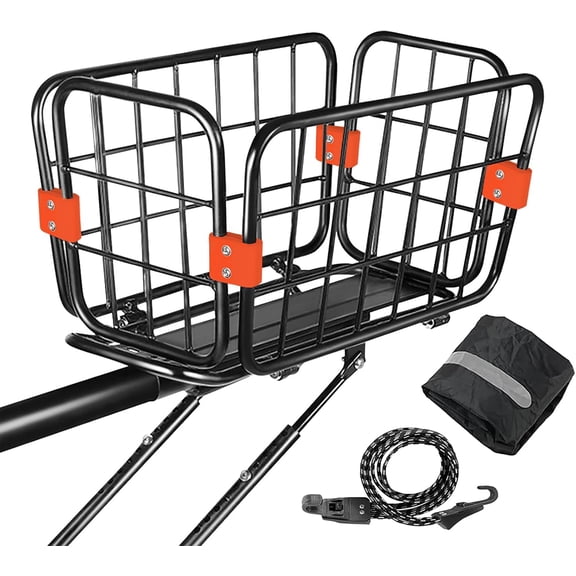 Rear Bike Rack with Basket, Aluminum Alloy Bike Back Rack, Universal Bicycle Rear Rack and Basket for Adult Bikes