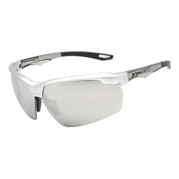 Men's Xloop Sunglasses Half Rim Shield Wrap Around Sports Shades UV400 Silver