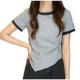 thumbnail image 3 of Bovxnpu Summer Short Sleeve T Shirts Pullover Top Undershirt Crew Neck Summer Pullover Soft Cool Summer Tops (Women's or Women's Plus), 3 of 8