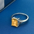 thumbnail image 3 of Gem Stone King 925 Sterling Silver Yellow Citrine Solitaire Engagement Ring for Women (2.33 Cttw, Emerald Cut 9X7MM, Gemstone November Birthstone, Size 6), 3 of 4