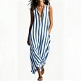 thumbnail image 4 of XuJwPNcy Summer Dresses for Women Breathable V Neck Maxi Dresses Sleeveless Striped Dress Thin Breathable Vacation Clothes, 4 of 7