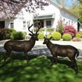 thumbnail image 3 of Nifao Pair of life size deer bronze statue – Garden Outdoor Decor Sculpture, 17"L x 44"W x 52"H, 3 of 12