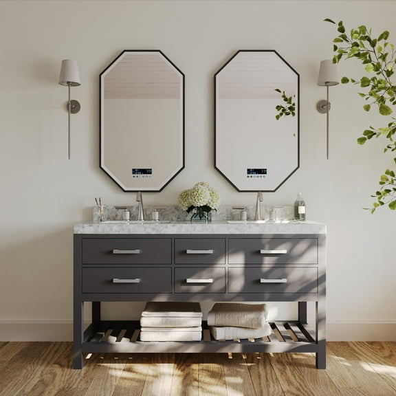 Ancerre Designs Elizabeth 60" Wood Bathroom Vanity Set in Sapphire Gray