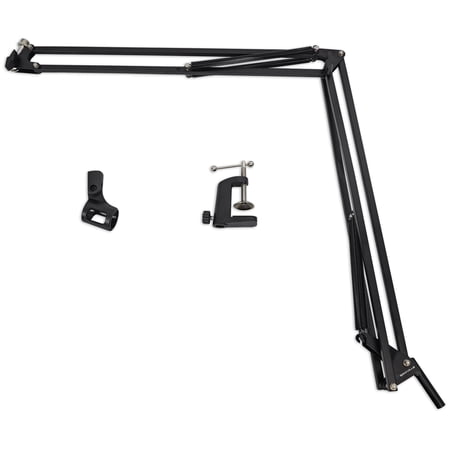 Rockville DMS40 40" Microphone Boom Arm Studio Podcast Mic Stand with Desk Clamp and Internal Springs Black