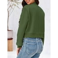 thumbnail image 4 of Long Sleeved Women Button Down Casual Crop Coat Bomber Jacket, 4 of 6