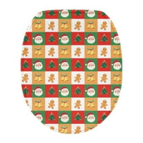 SEANATIVE Christmas Santa Oblong Toilet Seat Cover Buffalo Grid Toilet Lid Covers for Bathroom Thick Toilet Seat Lid Cover Elongated Soft Toilet Seat Lid Cover Xmas Gifts
