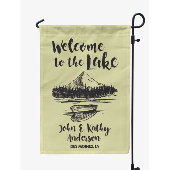 Printtoo Tan Welcome To The Lake Outdoor Personalized Camping Flags For Campers Double Sided CampsiteFlagOutdoor GardenFlags
