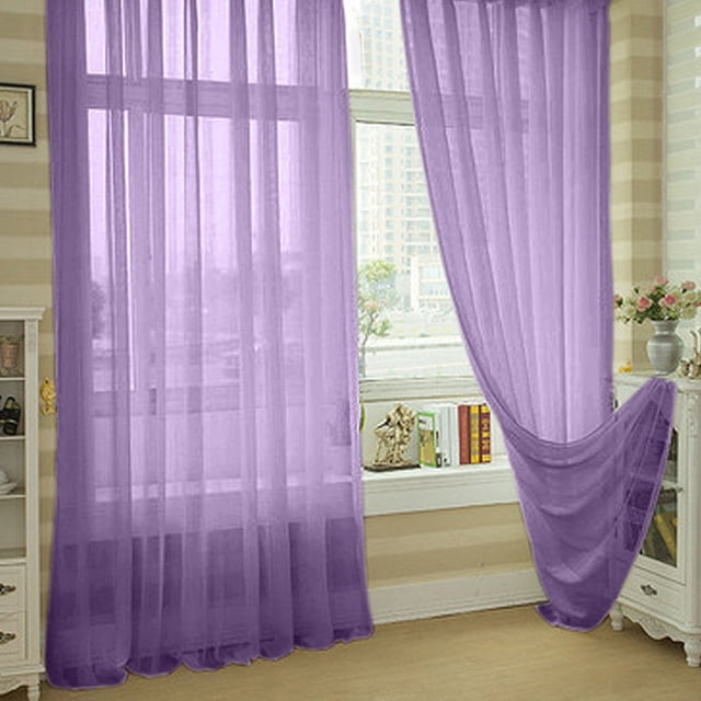 Cortina Deco de gasa duradera para puerta y ventana de color sólido para dormitorio (morado oscuro) Ehuebsd Libre de BPA