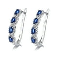 thumbnail image 3 of Blue & White Sapphire Halo Earrings in 14k White Gold Plated, 3 of 5