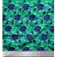 thumbnail image 1 of Soimoi Green Poly Georgette Fabric Leaves,Insect & Floral Artistic Print Sewing Fabric BTY 42 Inch Wide, 1 of 3