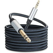 3.5 mm to 6.35 mm Audio Cable 30Ft, Gold-Plated Terminal Silver Color Zinc Alloy Housing 3.5mm 1/8" Male TRS to 6.35mm