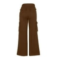 thumbnail image 6 of Kmdttou Cargo Pants Women Stretchy Plus Size New Straight Tube Solid Color Multi Pocket High Waisted Drawstring Work Pants, 6 of 9