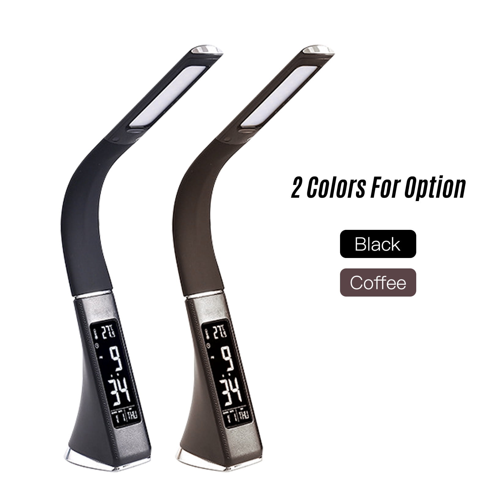 MIXFEER Multifunctional LED Desk Lamp Eye-Caring Table Lamp Adjustable Study Desk Light with Calendar Thermometer Time Alarm Clock Function Dimmable 3 Mode Light Touch Control for Office Home