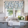 thumbnail image 2 of Blue Flowers Leaves Window Valance Curtain Watercolor Spring Floral Plant Rod Pocket Short Curtain for Living Room, Bedroom & Kitchen Window Decor 60x18in, 2 of 8