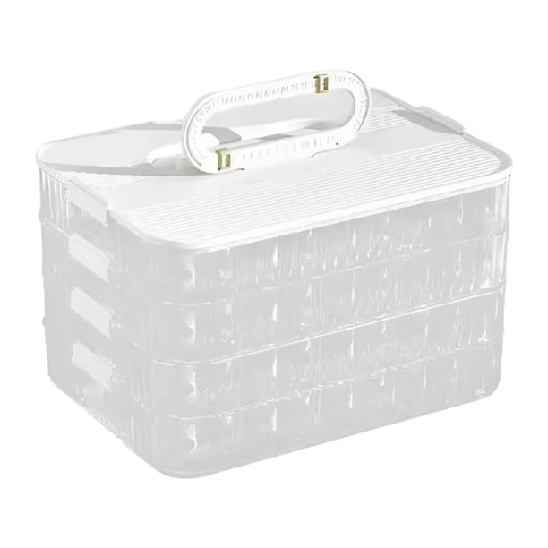 Organizador de albóndigas apilable, caja para conservar alimentos frescos con tapa, práctico contenedor para carne fresca, multiusos para barbacoa, , Blanco 4 capas